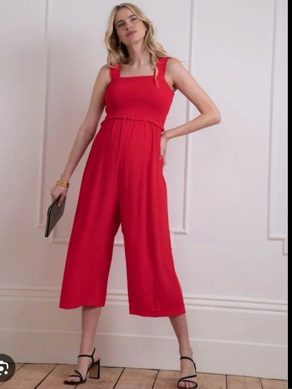 Seraphine Maternity/Postpartum Red  Wide-Leg Jumpsuit